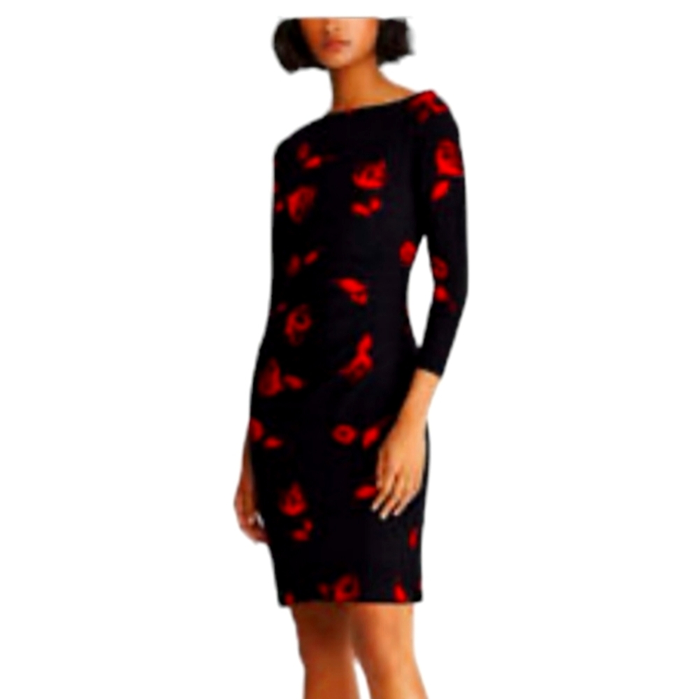 Ralph Lauren Red & Black Floral Dress